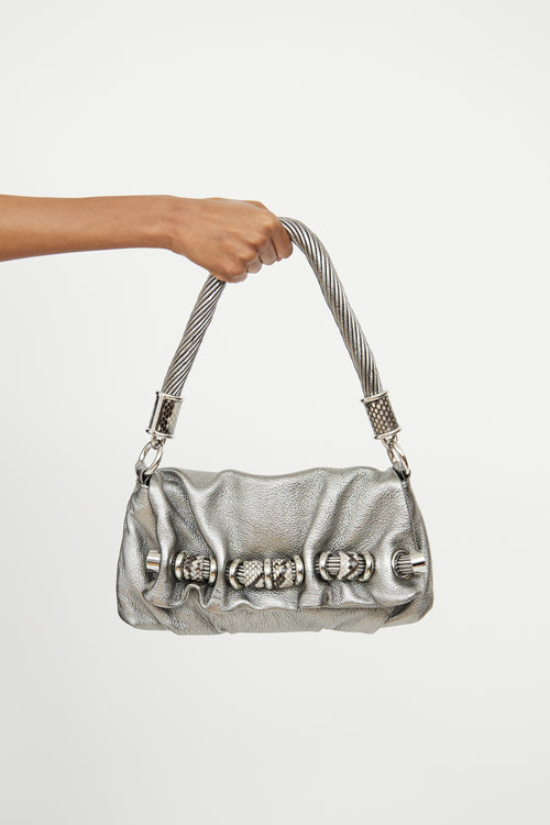 Michael Kors Silver Anthracite Karung Clutch