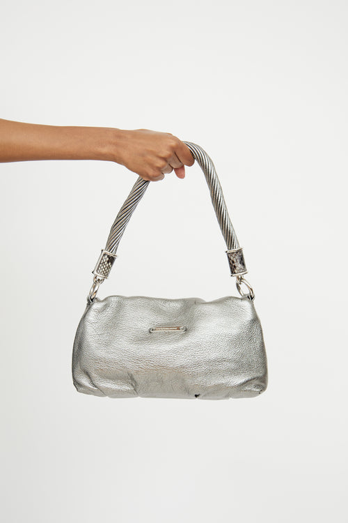 Michael Kors Silver Anthracite Karung Clutch