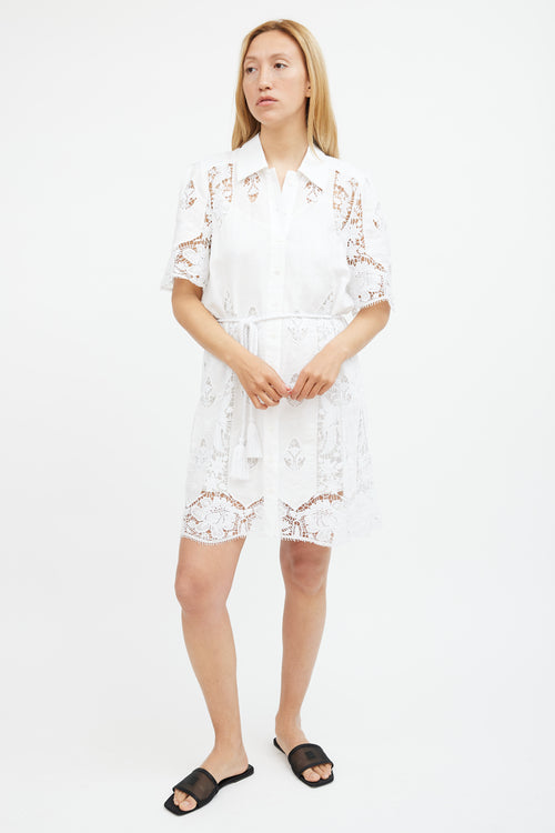 Miguelina White Linen Shirt Dress