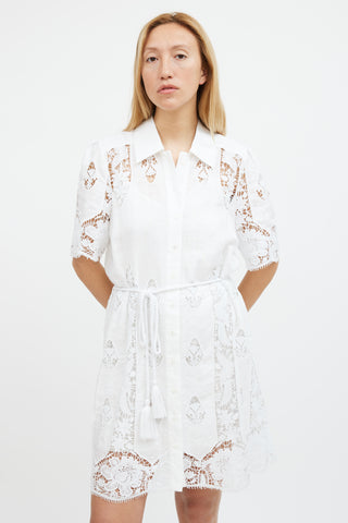 Miguelina White Linen Shirt Dress