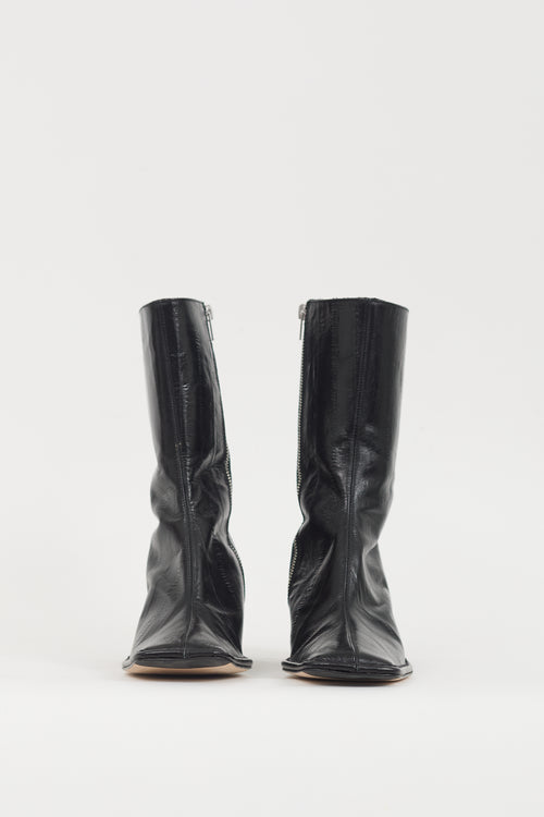 Miista Black Leather Anitha Textured Boot