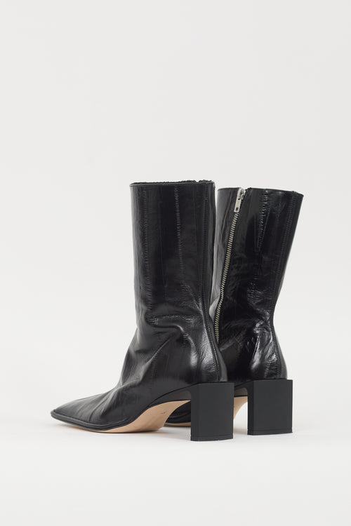 Miista Black Leather Anitha Textured Boot