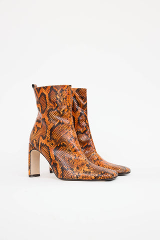 MiistaSnake Print Ankle Bootie