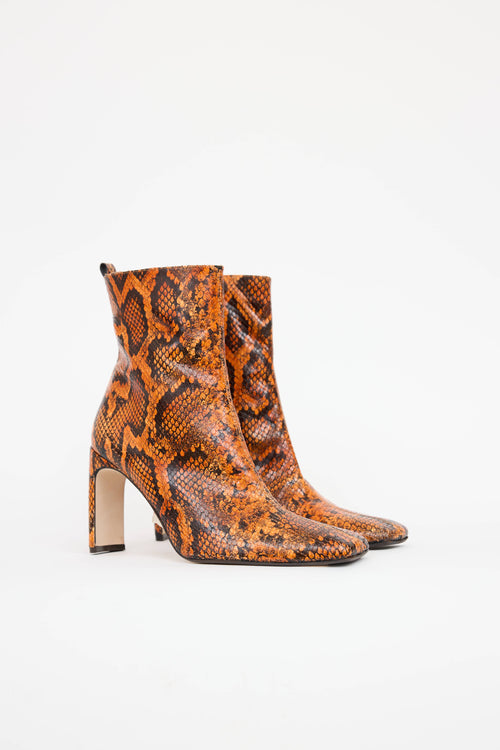 MiistaSnake Print Ankle Bootie