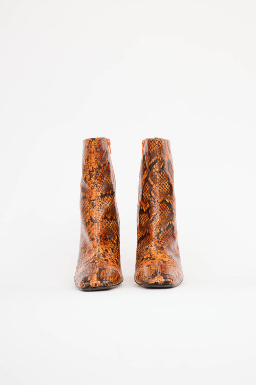 MiistaSnake Print Ankle Bootie