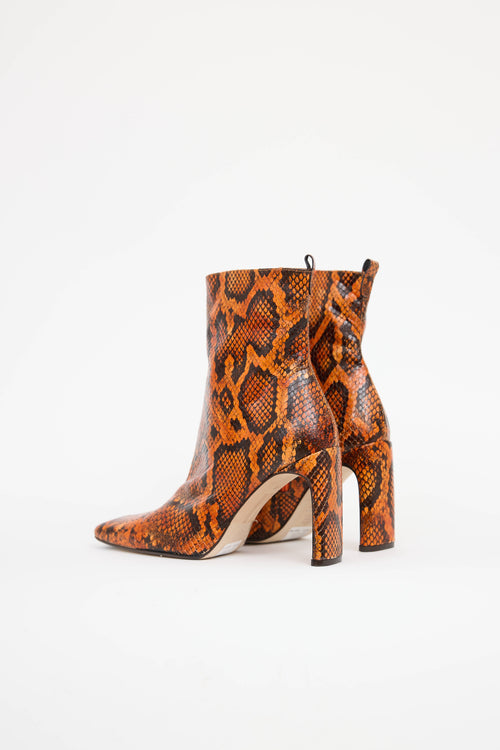 MiistaSnake Print Ankle Bootie