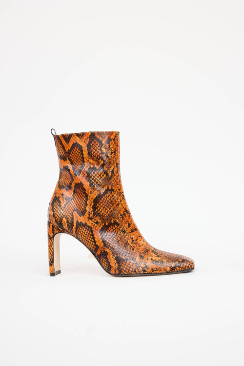 MiistaSnake Print Ankle Bootie