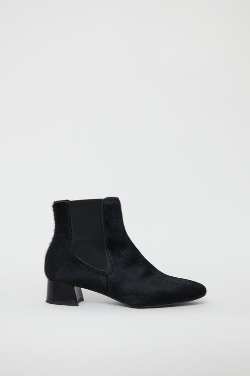 Miista Black Textured Leather Ankle Boot