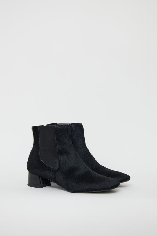 Miista Black Textured Leather Ankle Boot