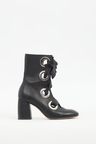 Miista Black Leather Erika Lace Up Boot