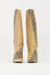 Miista Beige & Black Embossed Leather Boot