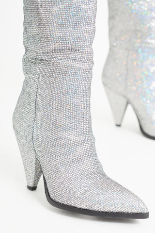 Mimosa Silver Glitter Knee High Boot