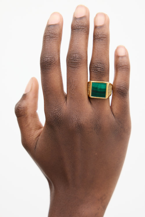 Missoma Gold Vermeil & Green Stone Square Signet Ring