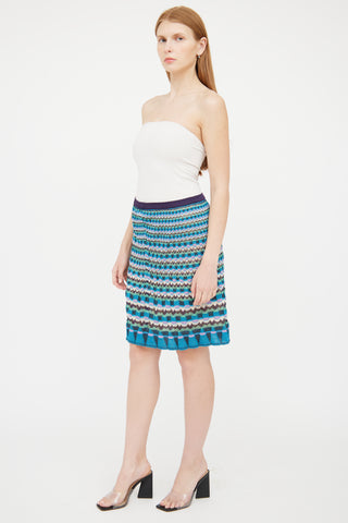 M Missoni Blue & Multi Knit Skirt