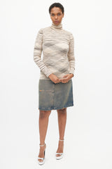Missoni Beige & Black Stripe Turtleneck Top
