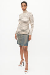 Missoni Beige & Black Stripe Turtleneck Top