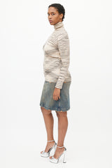 Missoni Beige & Black Stripe Turtleneck Top