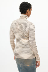 Missoni Beige & Black Stripe Turtleneck Top