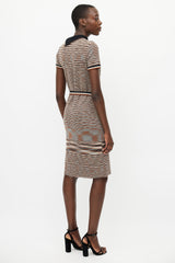 Missoni Beige & Multicolour Knit Stripe Belted Dress