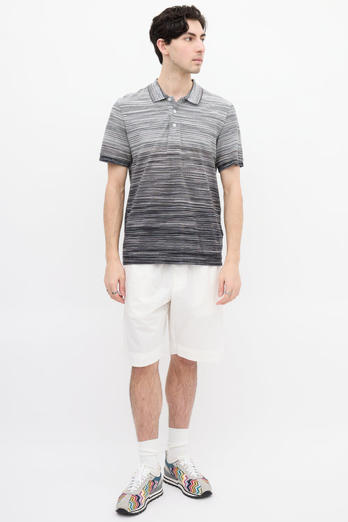 Missoni Black & Grey Striped Polo