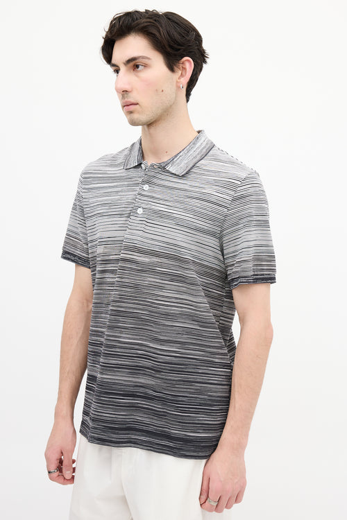 Missoni Black & Grey Striped Polo