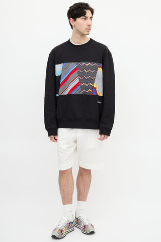 Missoni Black & Multi Pattern Panel Crewneck Sweatshirt