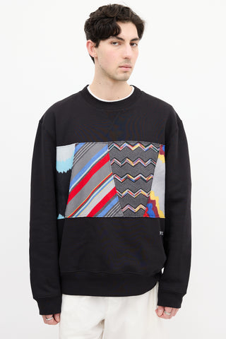 Missoni Black & Multi Pattern Panel Crewneck Sweatshirt