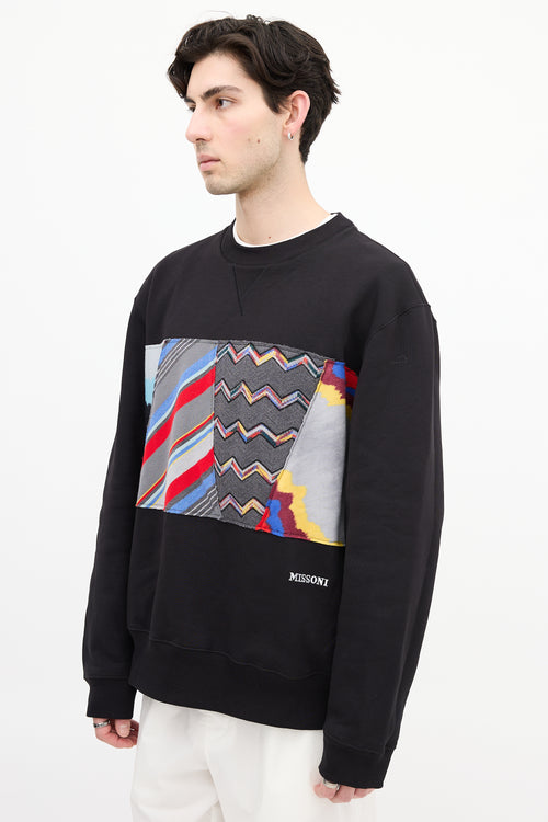 Missoni Black & Multi Pattern Panel Crewneck Sweatshirt