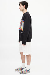 Missoni Black & Multi Pattern Panel Crewneck Sweatshirt