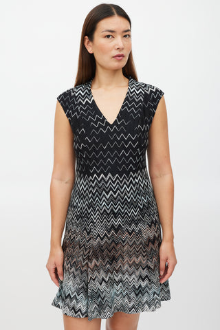 Missoni Black & Multicolour Knit Pleated Dress