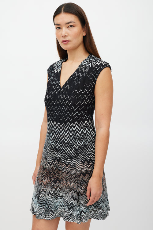 Missoni Black & Multicolour Knit Pleated Dress