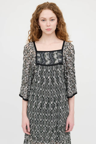 Sequin Wave Knit Dress