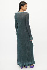 Missoni Blue Metallic Knit Tie Cardigan
