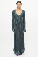 Missoni Blue Metallic Knit Tie Cardigan