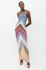 Missoni // Blue & Multicolour Wave Knit Halter Dress – VSP Consignment Missoni // Blue & Multicolour Wave Knit Halter Dress – VSP Consignment