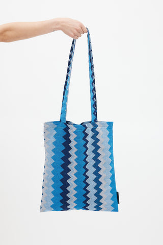 Missoni Blue Sparkly Zigzag Tote Bag