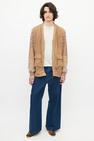 Missoni Brown & Multicolour Suede Knit Cardigan