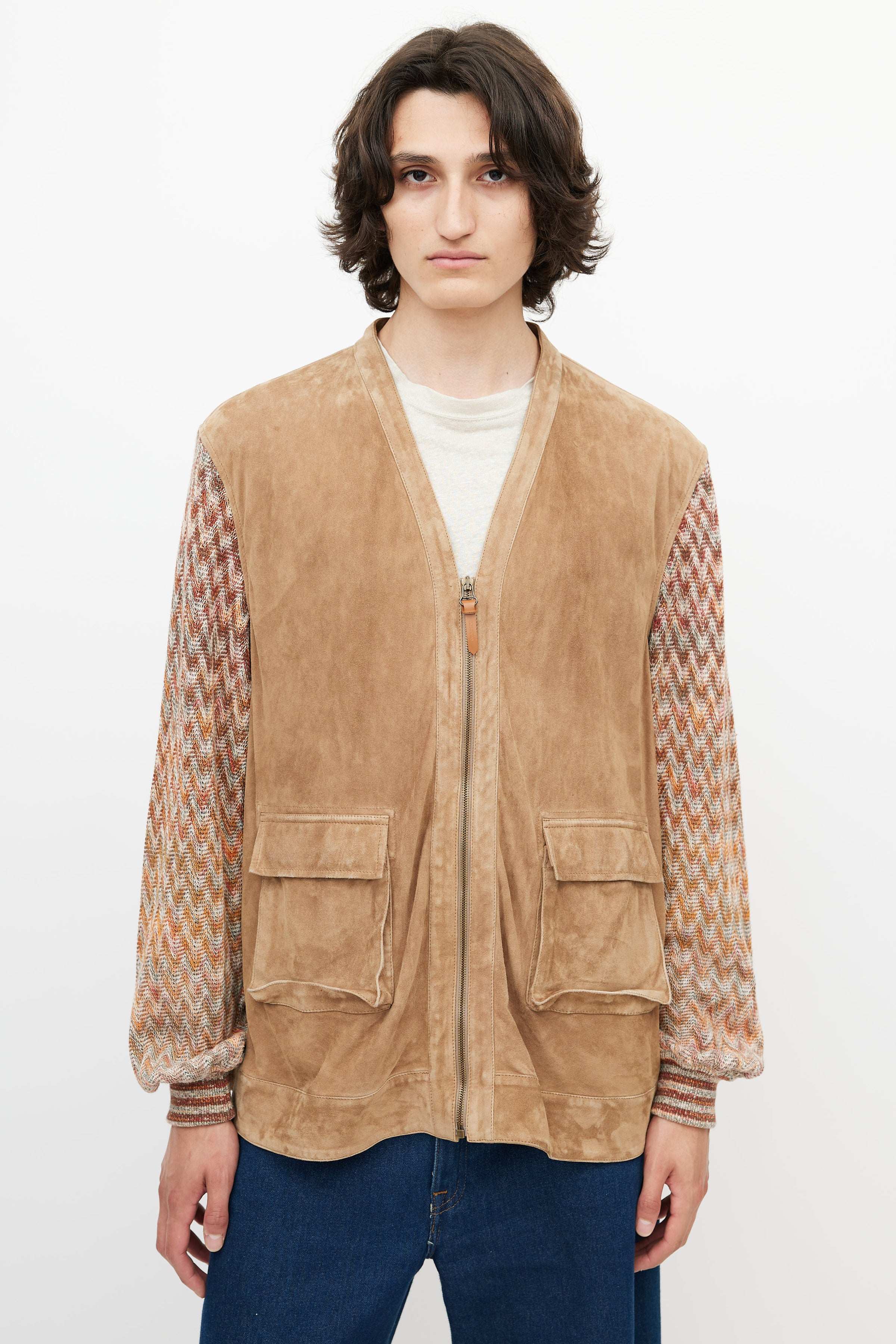 Missoni // Brown & Multicolour Suede Knit Cardigan – VSP Consignment