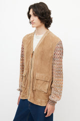 Missoni Brown & Multicolour Suede Knit Cardigan