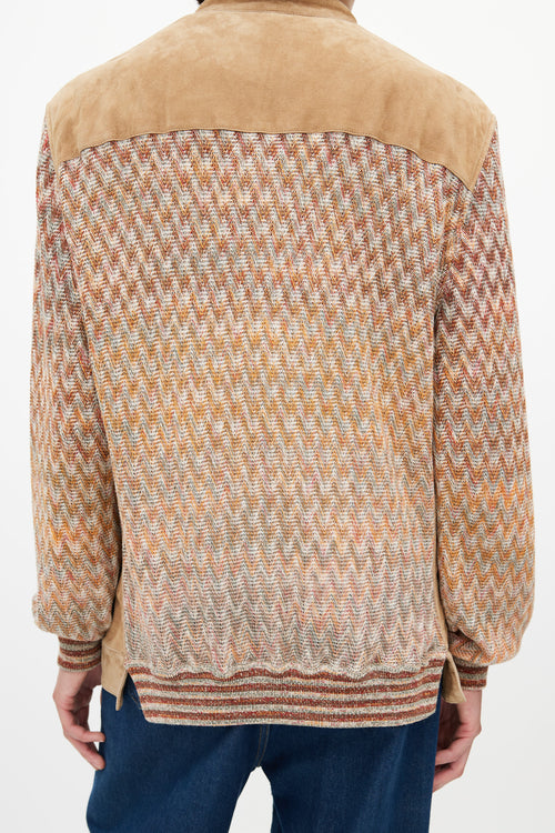 Missoni Brown & Multicolour Suede Knit Cardigan