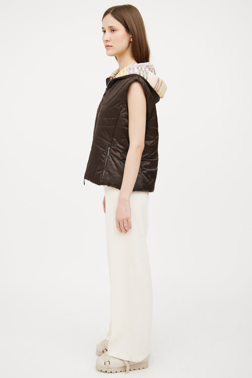 Missoni Brown Satin Hooded Vest