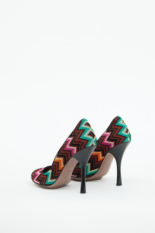 Missoni Brown & Multi Zigzag Knit Pump