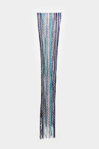 Missoni Crochet Striped Fringe Scarf