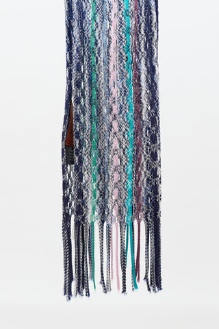 Missoni Crochet Striped Fringe Scarf