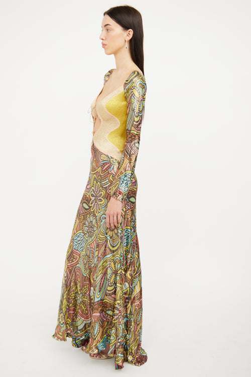 Missoni Gold Multi Colour Cutout  Dress