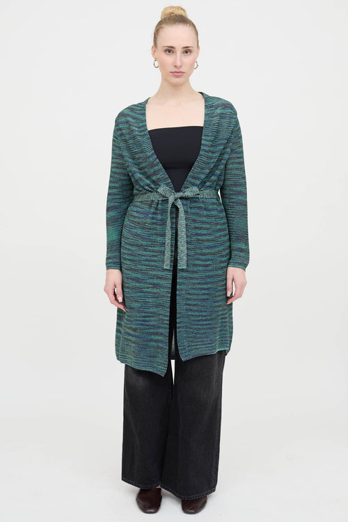 Metallic Striped Open Cardigan