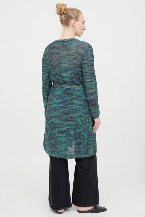 Metallic Striped Open Cardigan