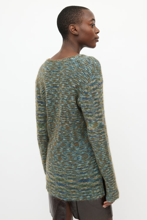 Missoni Green & Multi Mohair V-Neck Sweater