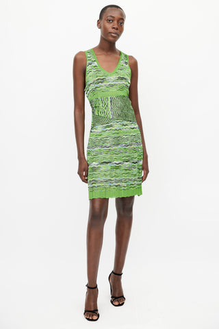 Missoni Green & Multicolour Knit Tie Dress