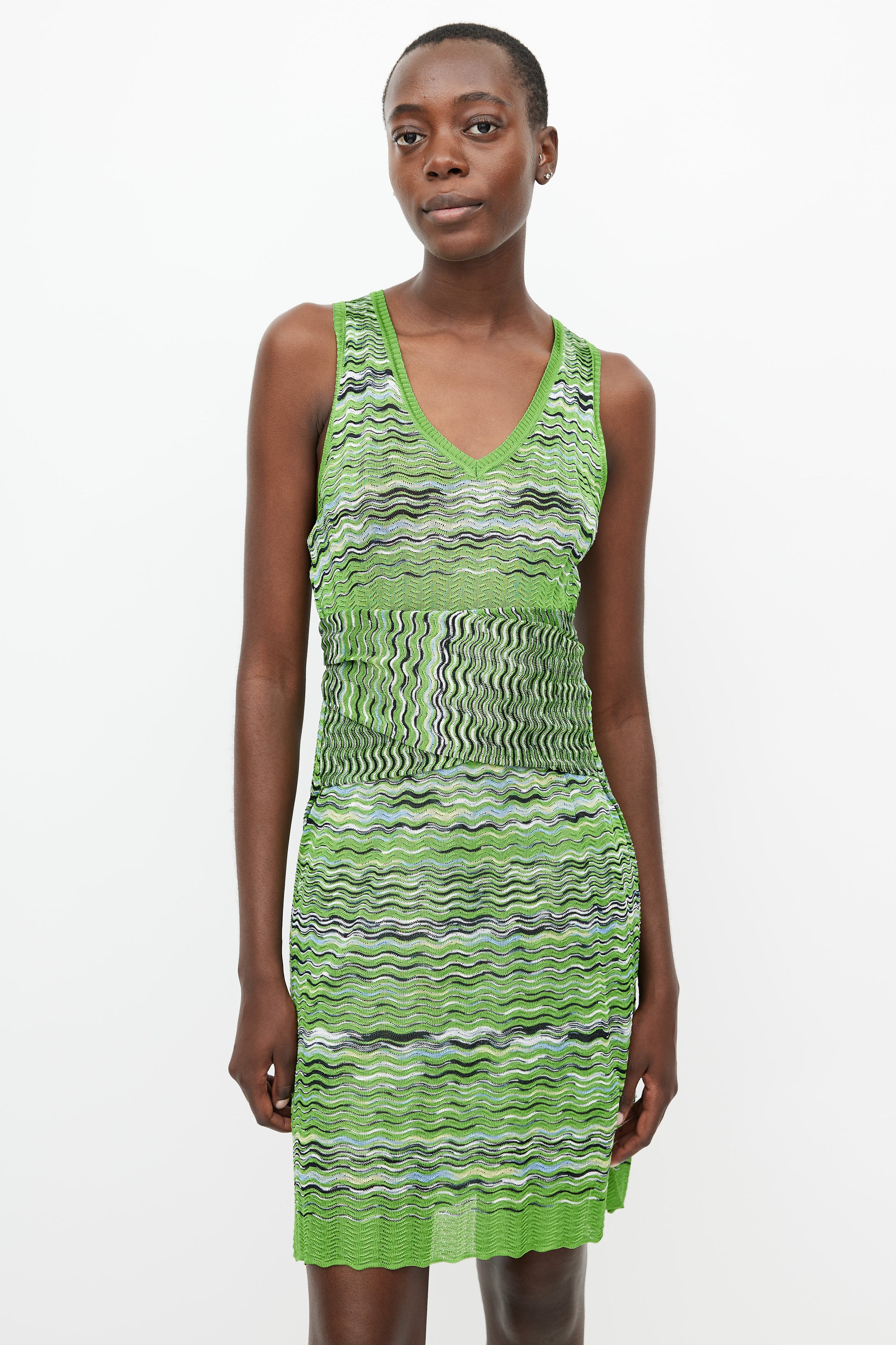Missoni // Green & Multicolour Knit Tie Dress VSP Consignment Missoni // Green & Multicolour Knit Tie Dress VSP Consignment